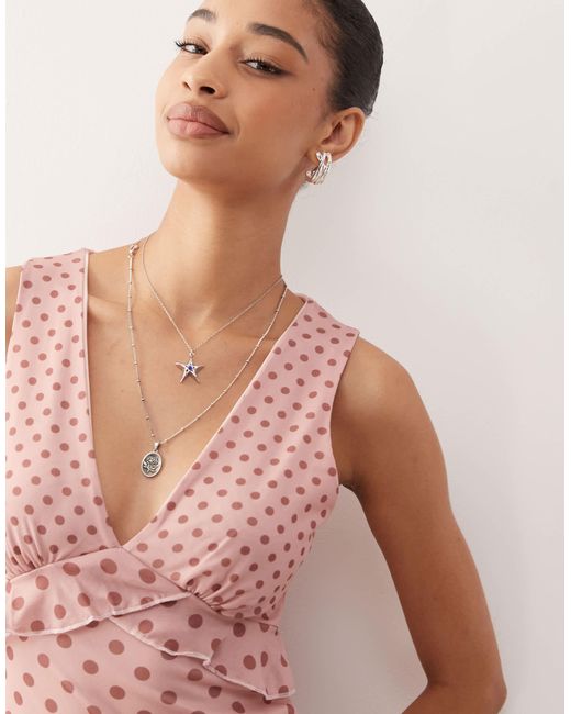 Reclaimed (vintage) Pink – luftiges minikleid mit punkte-mustermix