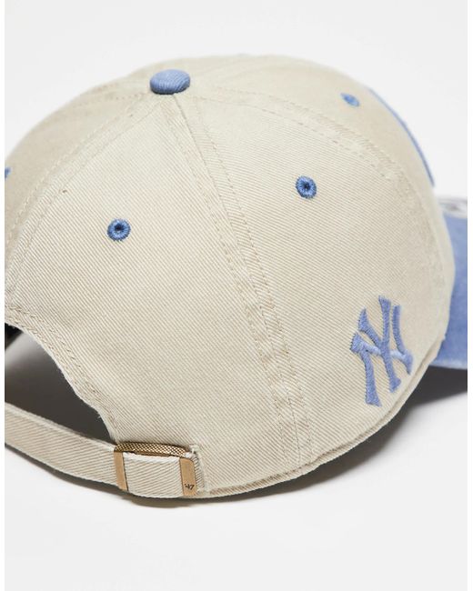 '47 White Ny Yankees Bubble Script Clean Up Cap With Contrast Peak