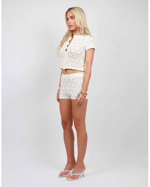 SIMMI Gray Crochet Knit Mini Shorts