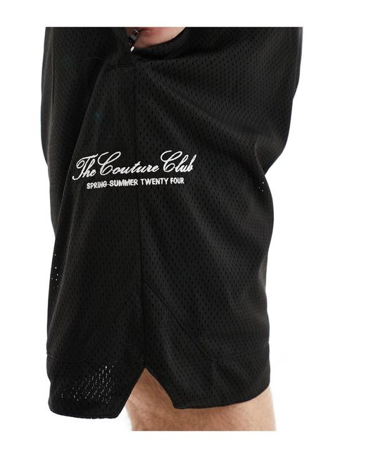 The Couture Club Black Varsity Mesh Shorts for men