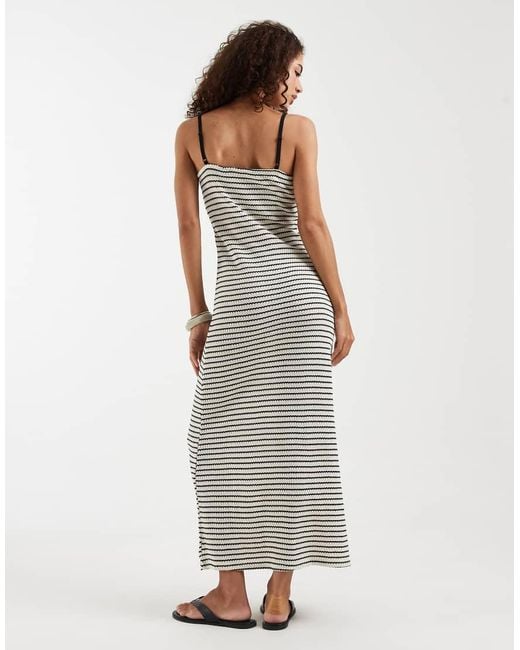 Vero Moda White Stretch Crochet Knit Cami Maxi Dress