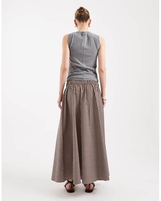 ASOS Brown Shirred Waist Detail Maxi Skirt