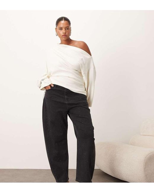 ARRANGE White Curve Eden Barrel Leg High Waist Hotfix Jean