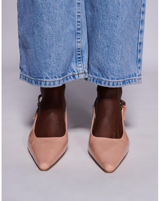 SIMMI Blue Simmi London June Wide Fit Pointed Slingback Kitten Heels
