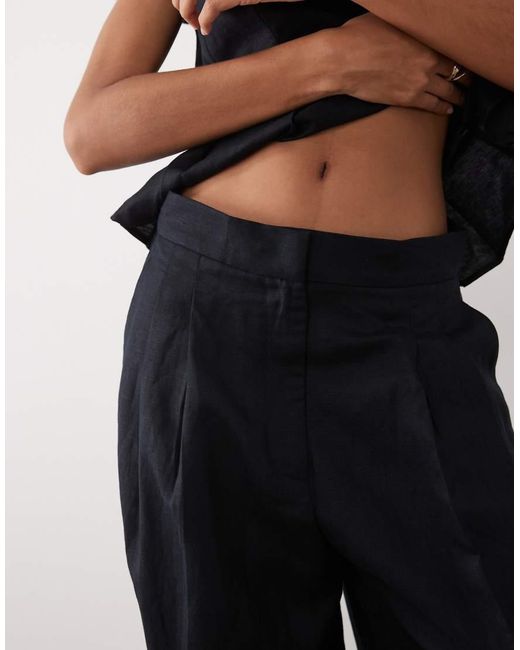 Mango Blue Lbolga Linen Mix baggy Pants