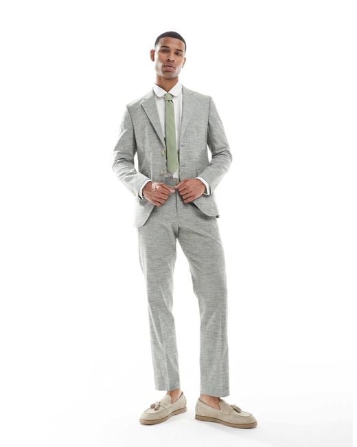 Jack & Jones Green Linen Mix Suit Pants for men