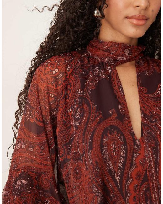 Mango Red Ruffle Sleeves Blouse