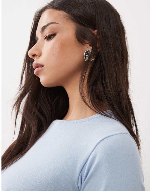 ASOS Blue Knit 3/4 Sleeve Top