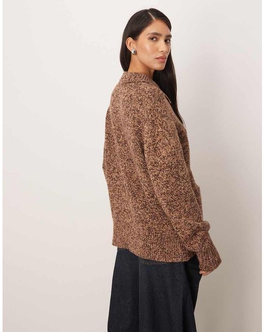 ARRANGE Brown Marl Knit Merino Rich Boyfriend Cardigan