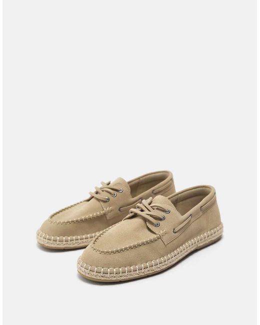 Pull&Bear Leren Bootschoenen in het White voor heren