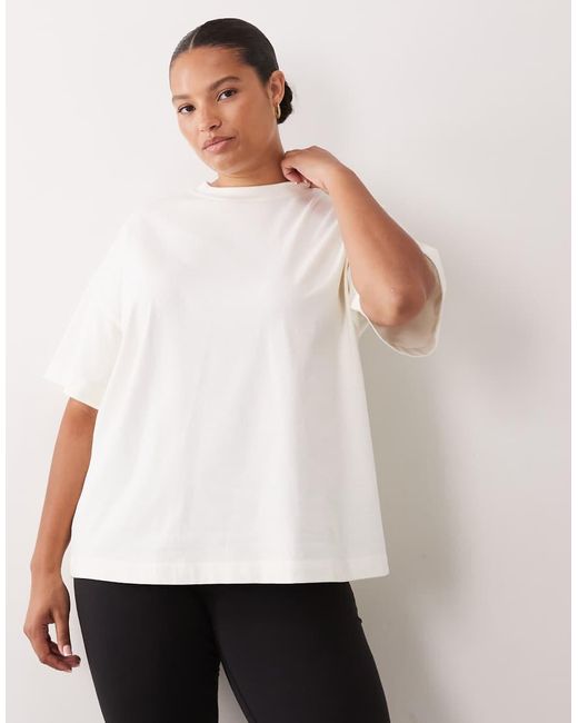 4505 White Curve Heavyweight Cotton Oversized T-shirt With Sun Back Print