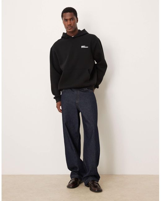 Sweat à capuche décontracté avec imprimé logo ASOS pour homme en coloris Black