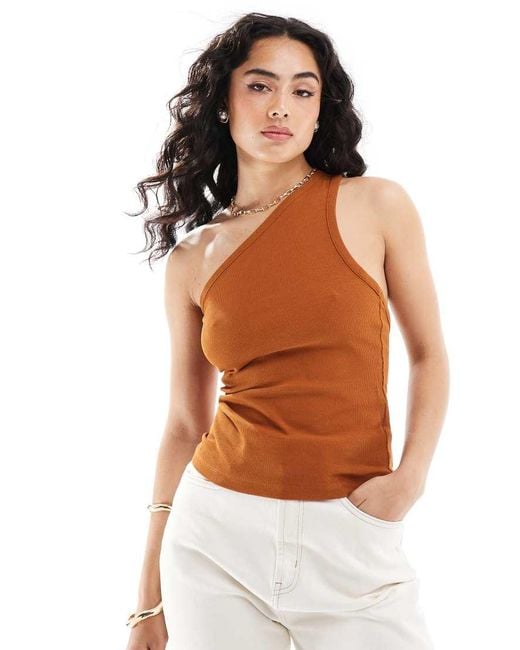 & Other Stories Orange One Shoulder Top With Cut Out Back Detail
