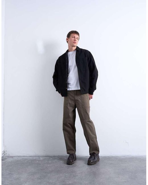 Topman Gray Regular Fit Twill Overshirt for men