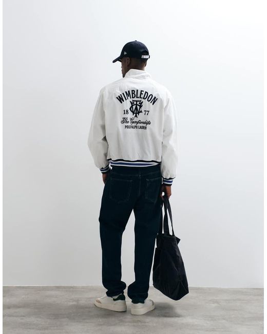 Polo Ralph Lauren White Wimbledon Capsule Embroidered Script Logo Back Print Jacket for men