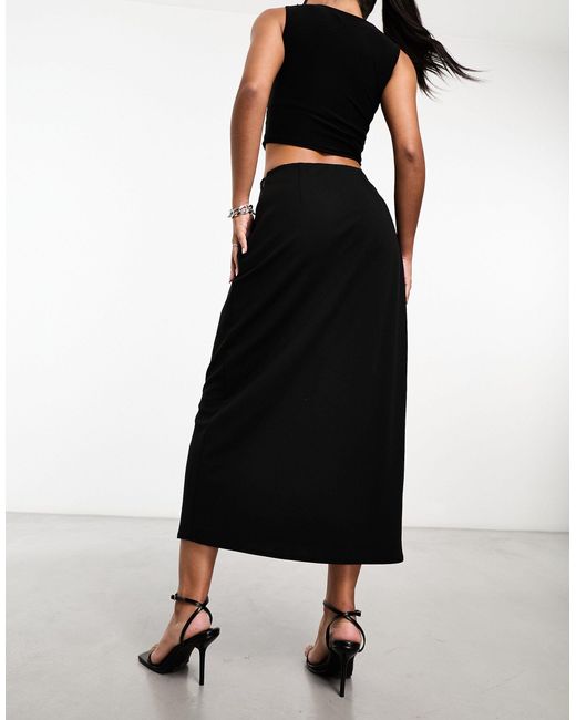 Abercrombie & Fitch Black Draped Front Midi Skirt