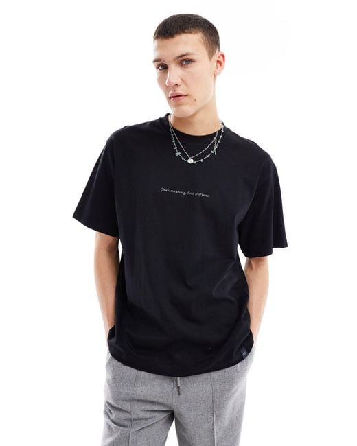 Pull&Bear Blue Find Purpose Printed T-shirt for men