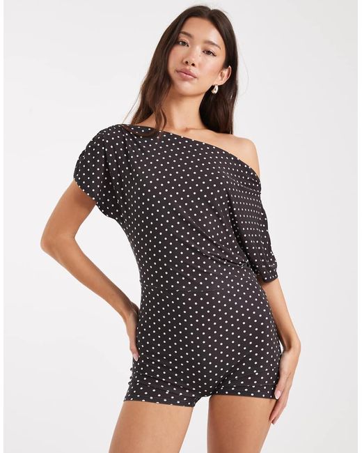 Miss Selfridge Black Off The Shoulder Playsuit
