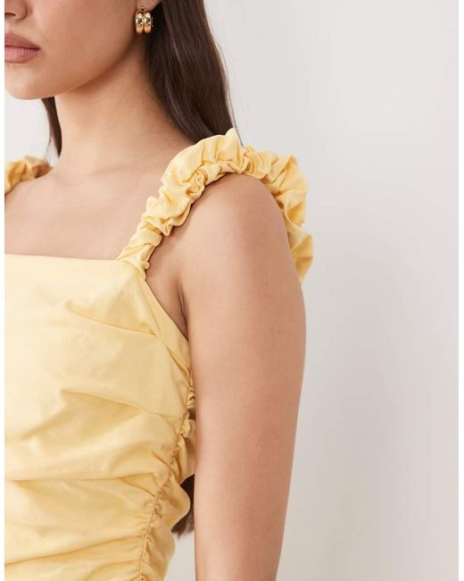 Nobody's Child Natural Victoria Cotton Ruched Bodice Twist Strap Maxi Dress