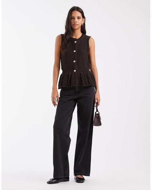 ASOS Black Knitted Tank With Button Detailing