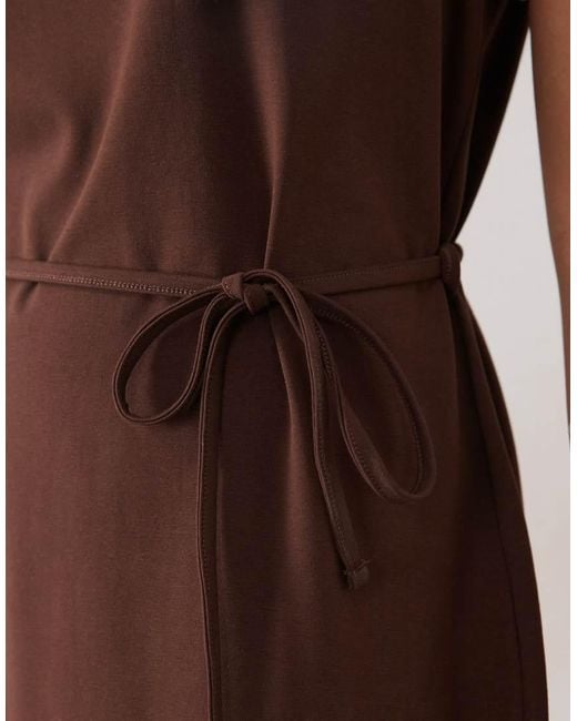 ASOS Natural Contrast Tie Detail T-shirt Mini Dress
