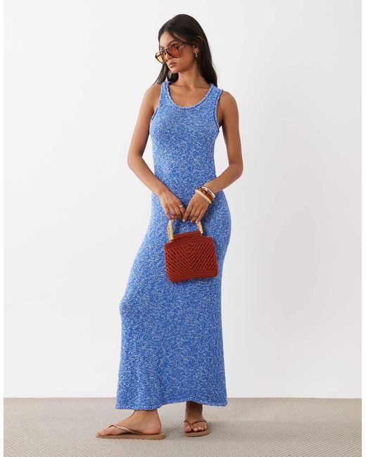 ASOS Blue Slub Racer Maxi Dress