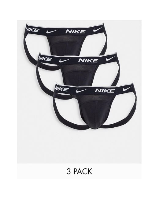 Nike Black 3 Pack Cotton Stretch Jock Straps for men