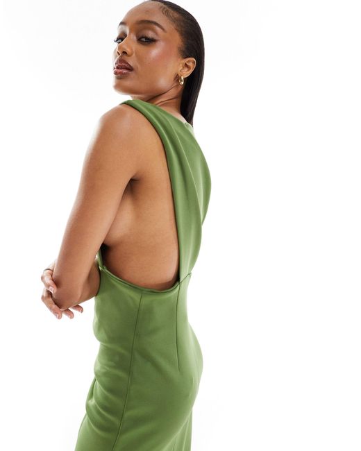 ASOS Green Asos Design Tall Asymmetric High Neck Minimal Maxi Dress