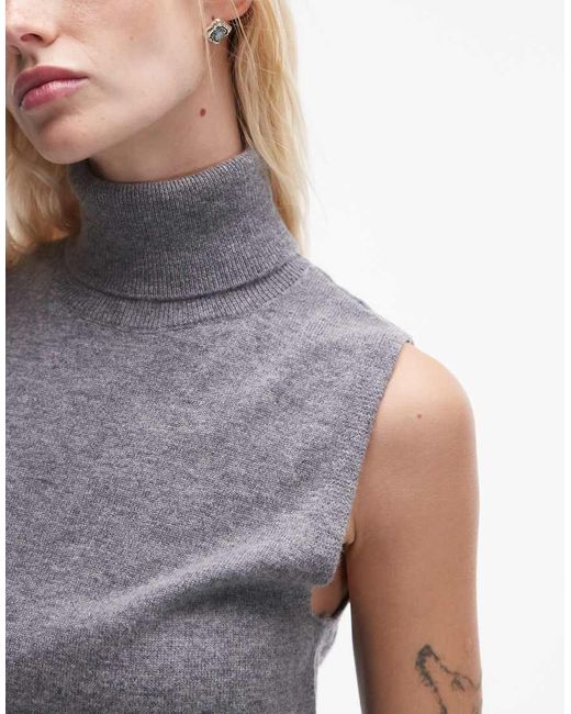 Mango Gray Roll Neck Sweater Vest