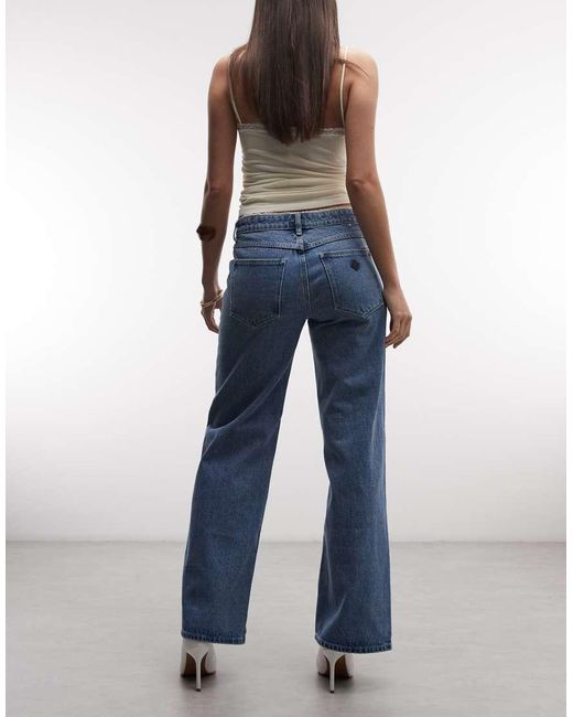 Abrand Jeans Blue Abrand 99 Low baggy Selena Jeans With Lace Detailing