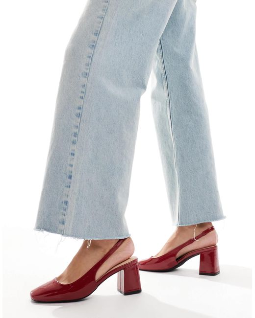 London Rebel White Sling Back Block Heeled Mules