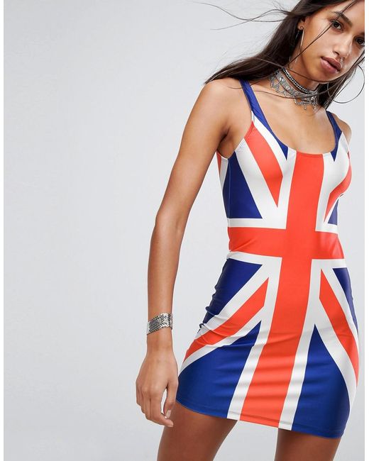 Jaded London Blue Union Jack Mini Dress