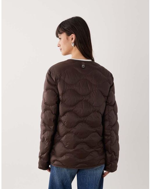 ARKET Brown Quilted Jacket With Zip Front
