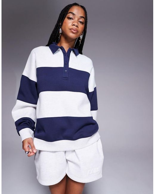 Felpa Stile Polo Da Rugby di Kaiia in Blue
