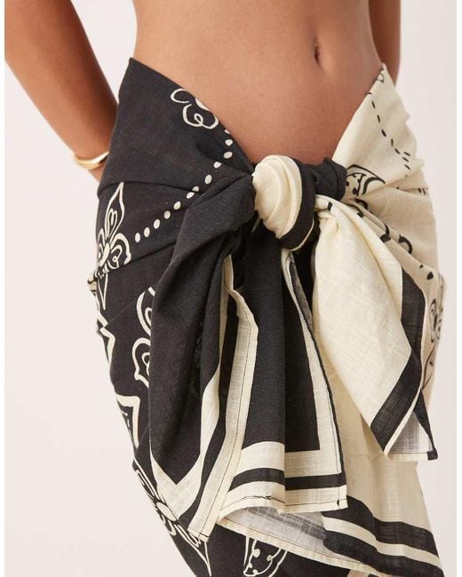 ASOS Natural Billie Beach Sarong On Bandana Print