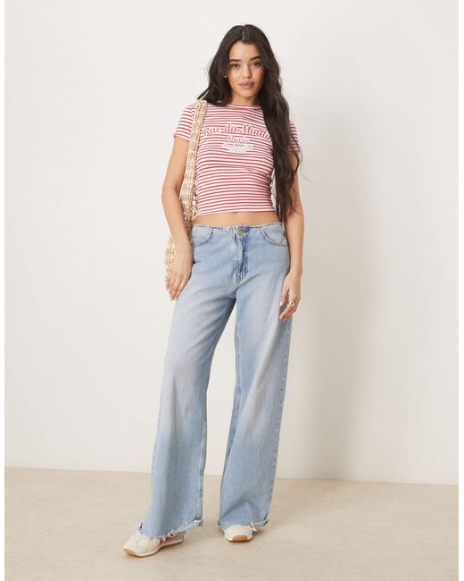 ASOS Red Stripe Baby Tee With Paris Graphic