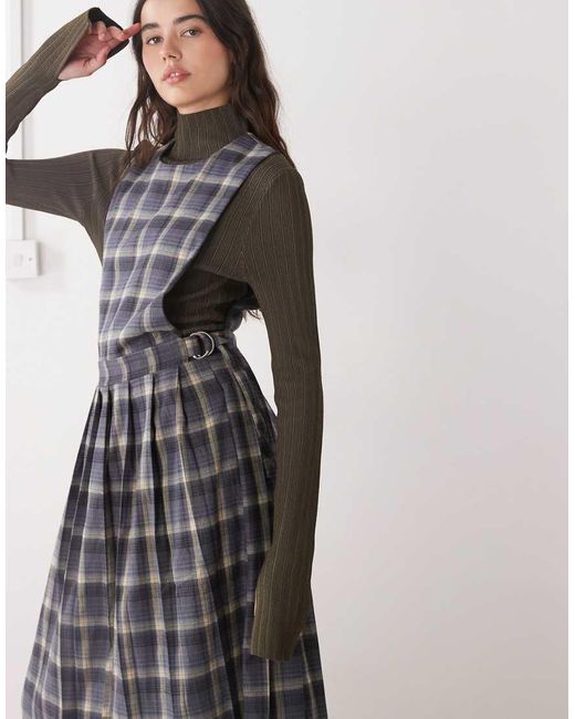 The Ragged Priest Gray Pleated Pinny Dress