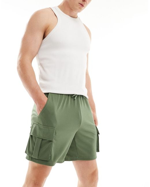 ASOS 4505 Green Technical Jersey Training Shorts With Cargo Pocket for men