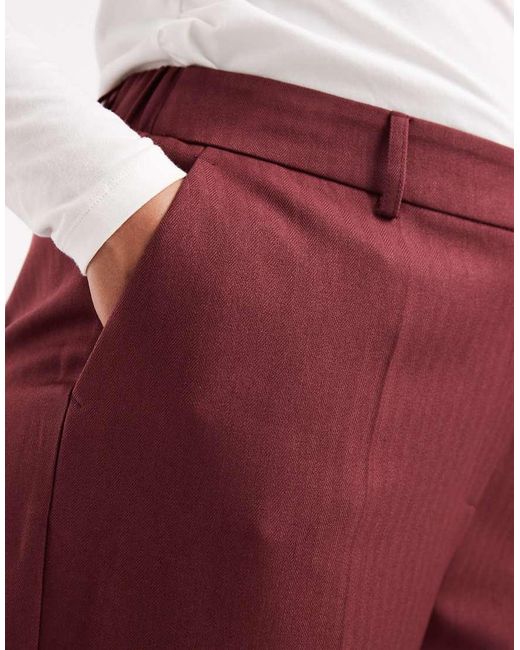 Vero Moda Red Tailo Herringbone Wide Leg Pants