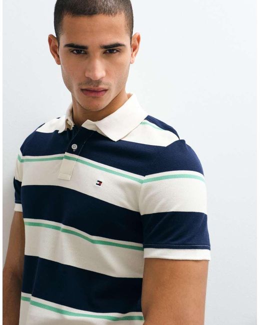 Tommy Hilfiger Blue Stripe Regular Fit Polo Shirt for men