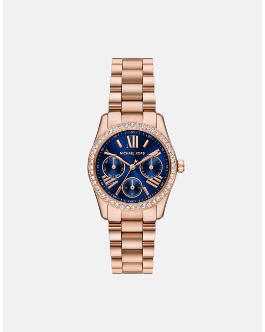 Michael Kors Blue – multifunction lexington – rosée damenuhr aus edelstahl