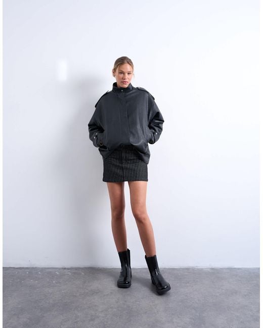 TOPSHOP White Denim Pelmet Mini Skirt