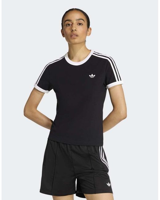 Adidas Originals Blue 3 Stripes Slim Tee