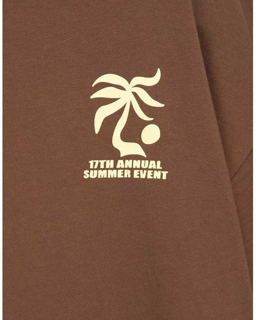 Pull&Bear Brown Oversize Palm Tree Graphic T-shirt