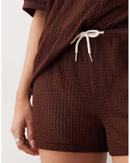 Kaiia Brown Exclusive Crochet Shorts