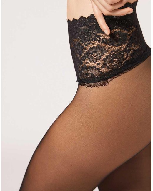 Calzedonia Natural Tights With Lace Waist