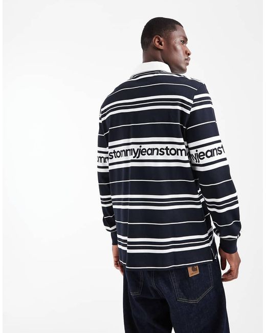 Tommy Hilfiger Blue Branded Relaxed Fit Rugby Shirt for men