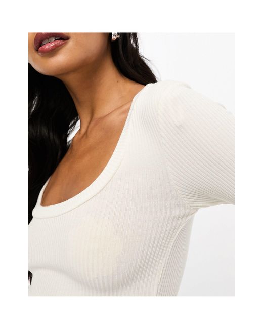 SEAMLESS RIB TOP - White