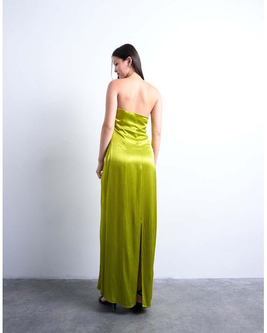 Vestido Midi Azul Con Escote Palabra De Honor De Satén De -Verde TOPSHOP de color Green