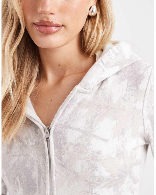 Hollister White Zip Through Hoodie